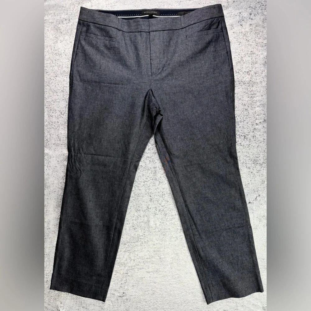 Banana Republic Sloan Slim Ankle Pants Size 14 Dark Gray Chambray
